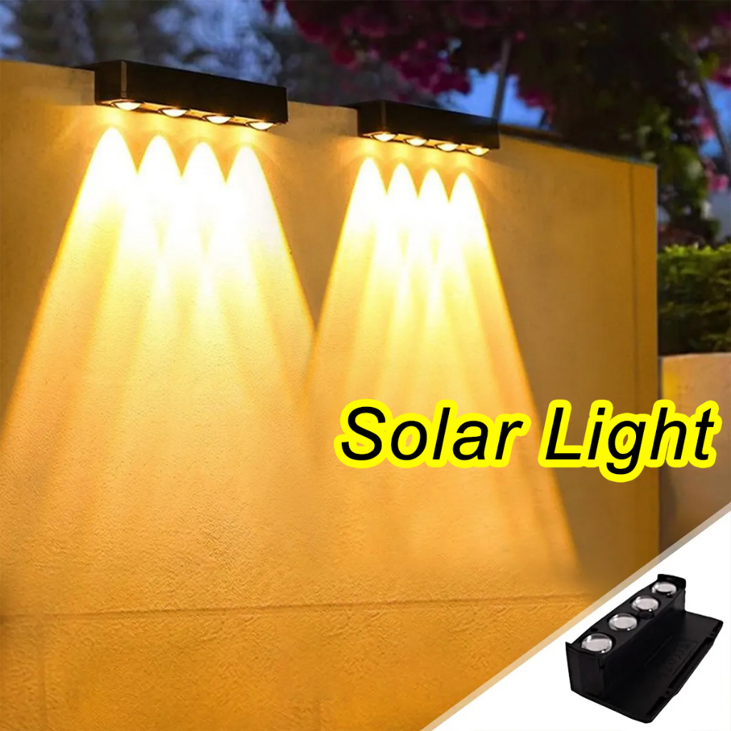1PCS BD74 12ระบบไฟ ไฟโซล่าเซลล์  Solar light 4 LED ติดบันไดหน้าบ้าน รั้วบ้าน ติดผนัง เพิ่มความสวยงาม