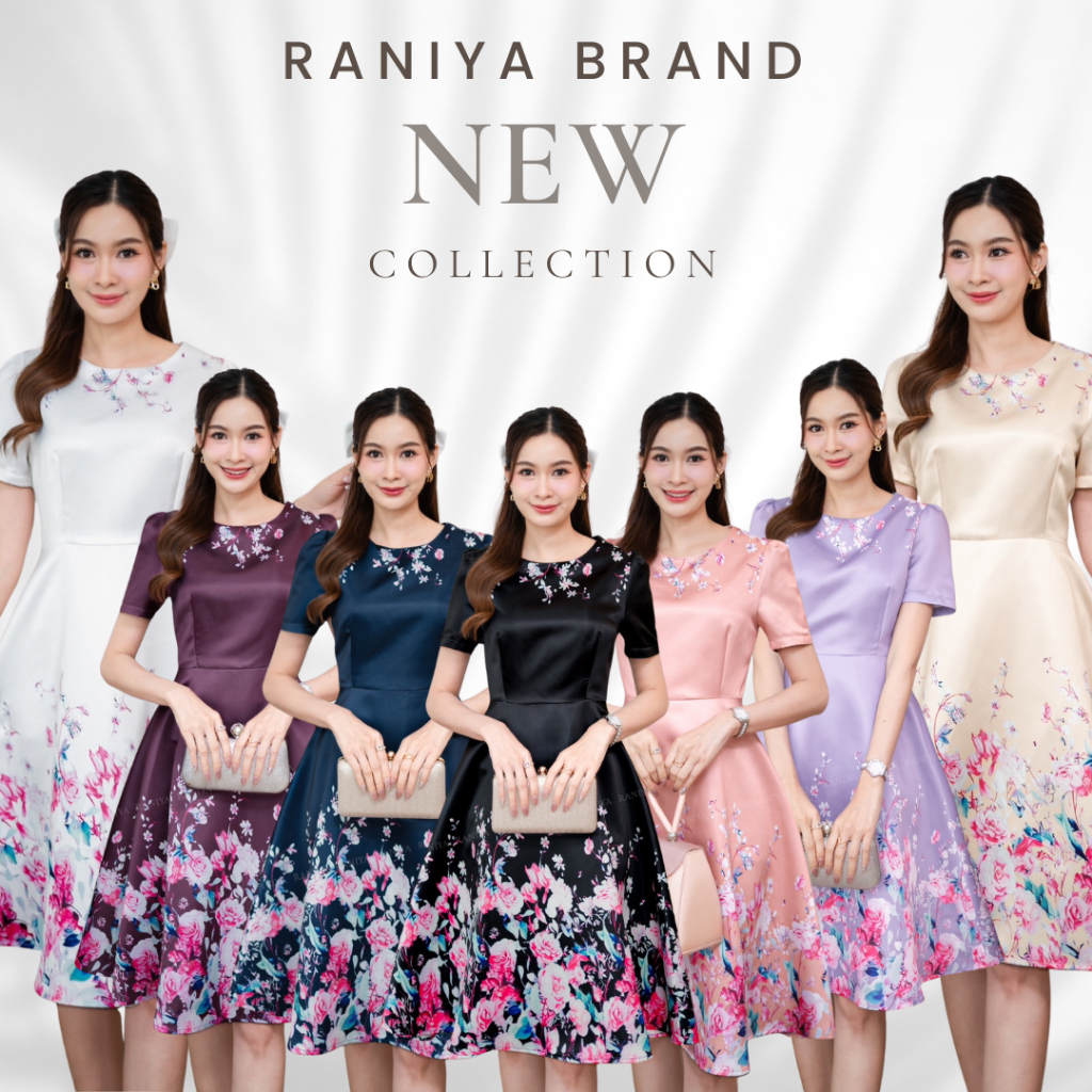 รหัส6808:งานชุดเดรสผ้าSatin silk แขนสั้น เนื้อบางไม่หนามาก งานปริ้นลายดอก