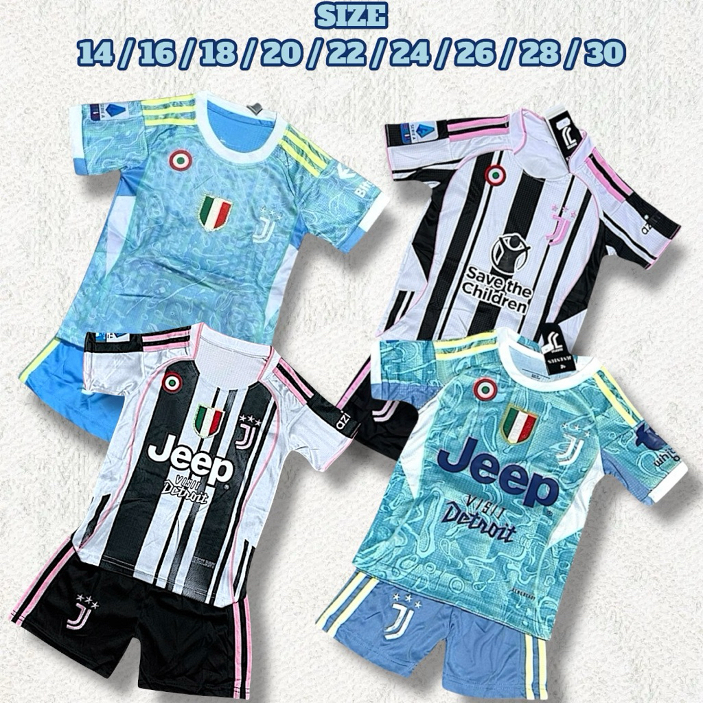 ชุดกีฬาเด็ก ยูเวนตุส ฤดูกาลใหม่ล่าสุด 2025 มีไซด์ 14 ถึง 30 มีเสื้อพร้อมกางเกง