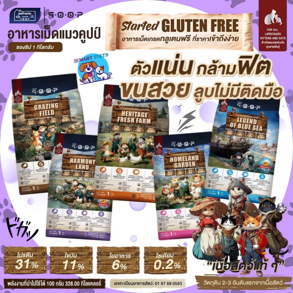 อาหารแมวคูปป์ Petheria กลูเต็นฟรี บำรุงครบวงจร ทุกช่วงวัย