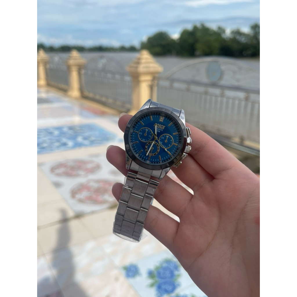 นาฬิกา Bosck สำหรับผู้ชาย สายสแตนเลส ควอตส์ นาฬิกาอนาล็อก