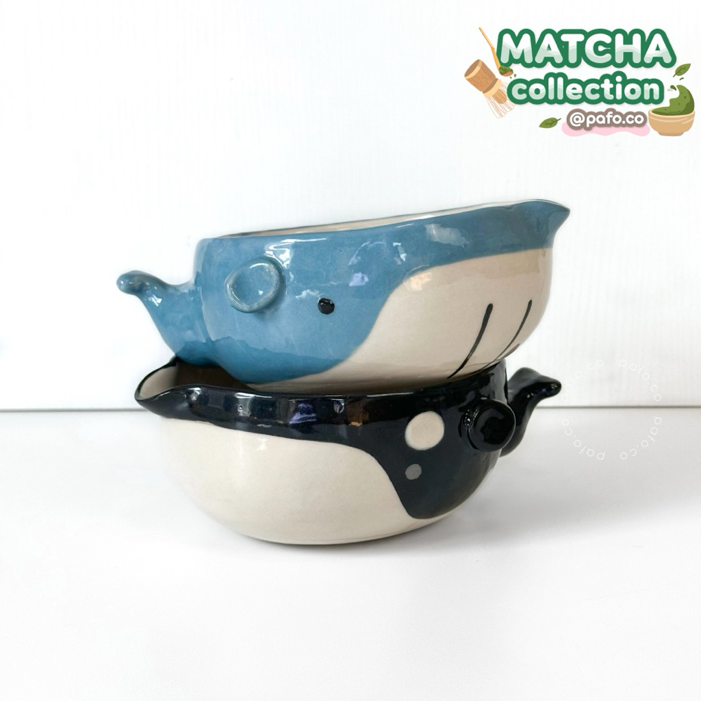 ของแท้พร้อมส่ง! Just Clay Somehow Matcha Bowl ถ้วยชงชามัทฉะ น้องวาฬและน้องออก้า ลิขสิทธิ์แท้ 100%