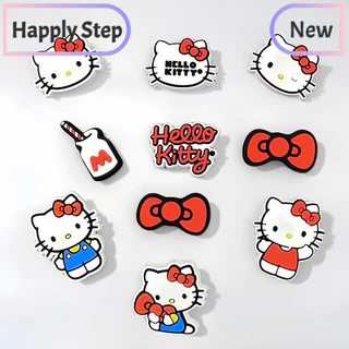 10ชิ้น/เซ็ต Happy Step kitty RBจิบิทส์คิตตี้สุดฮิต! เพิ่มความน่ารักให้รองเท้าคู่โปรด ติดง่าย ถอดง่าย