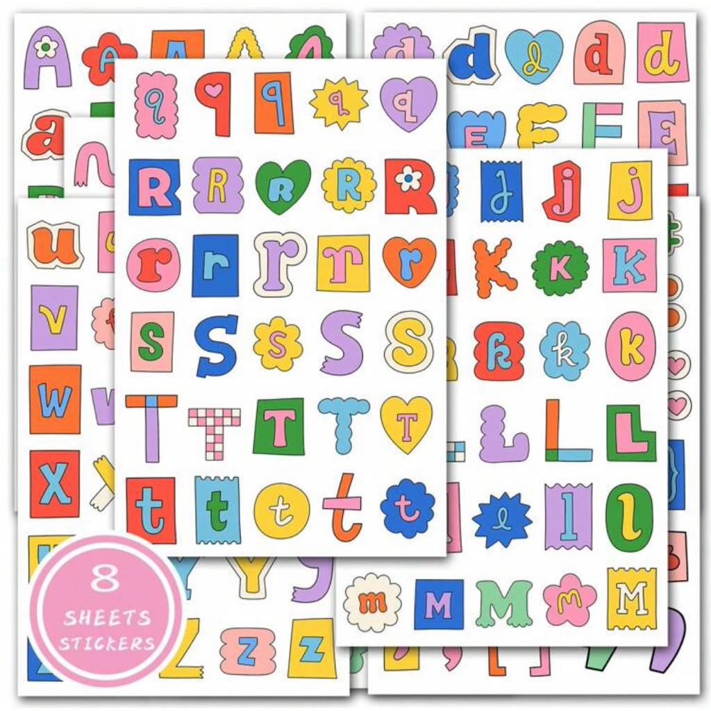 สติ๊กเกอร์ตัวอักษรการ์ตูน8แผ่น/แพค