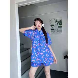 Longdopaws : Lady set ชุดเซ็ท2ชิ้นผู้หญิง เสื้อ+กางเกงขาสั้น มีซับใน