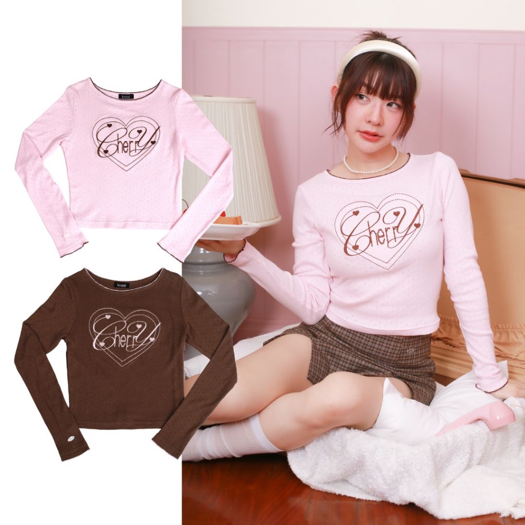 kome.offi เสื้อคอกลมแขนยาว รุ่น kumi cherry top