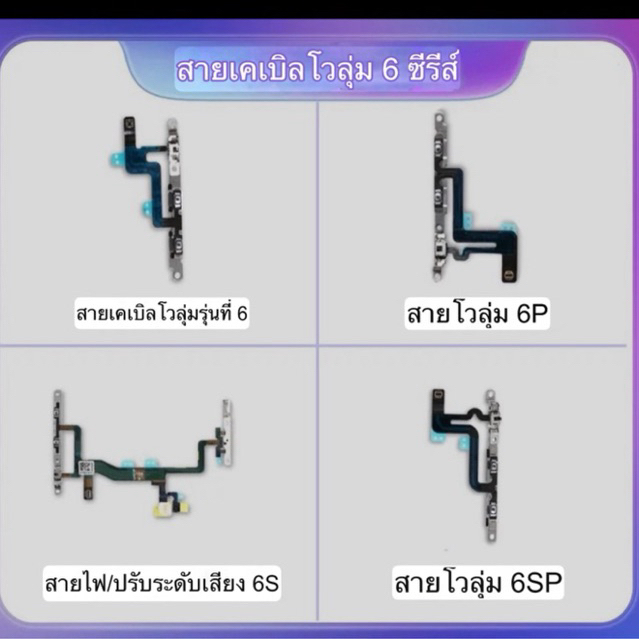 แพรvolume เหมาะสำหรับไอ 6/6P/6P/6P/6S/6sp แพรปรับระดับเสียง/แพรบวกลบเสียง/แพรvolume/เเพรปิดเปิดเครื่อง มาชุด เปลี่ยนง่าย