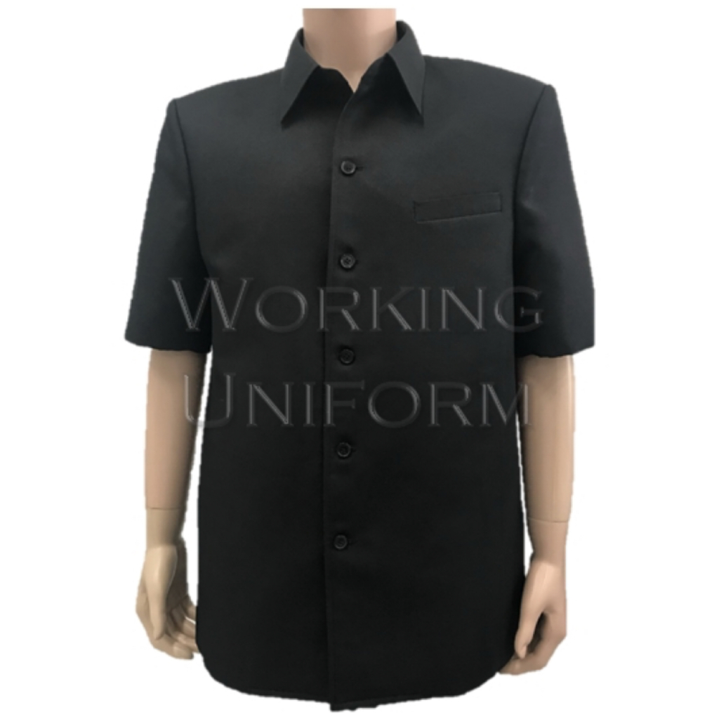 เสื้อซาฟารีสูทแขนสั้น สีดำ ซับในทั้งตัว ราคา ถูกที่สุด ดีลบีเคเค