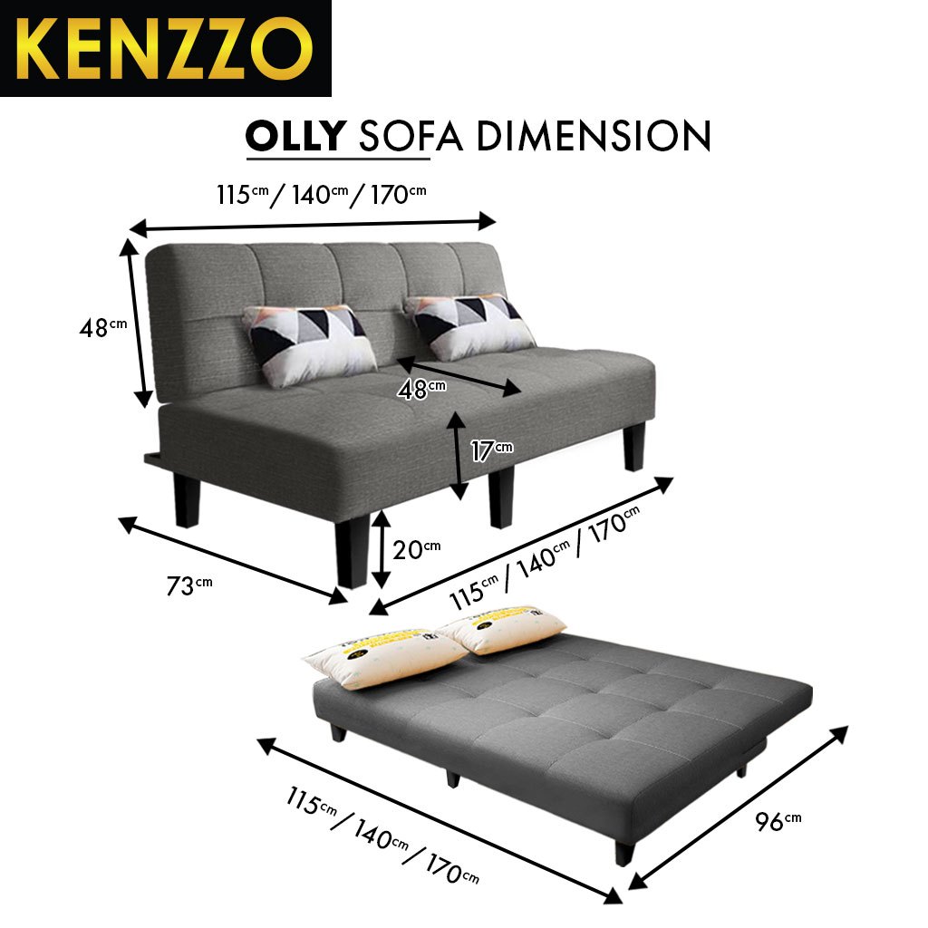 พร้อมส่ง KENZZO: โซฟา โซฟาผ้าแคนวาส 2/3/4 ที่นั่ง ปรับนอนได้ 3 ระดับ ทูอินวัน ( OLLY Foldable Sofa Bed ) - รูปที่ 6