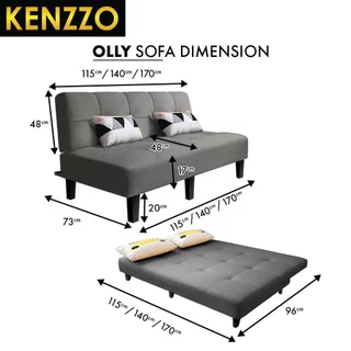 พร้อมส่ง KENZZO: โซฟา โซฟาผ้าแคนวาส 2/3/4 ที่นั่ง ปรับนอนได้ 3 ระดับ ทูอินวัน ( OLLY Foldable Sofa Bed )