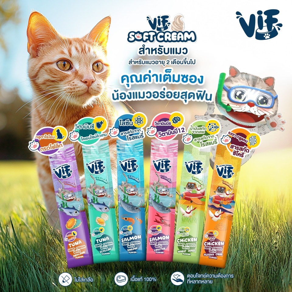 ส่งด่วนมาก+ผ่อนได้⚡️VIF Soft Cream ขนมแมวเลีย 15กรัม