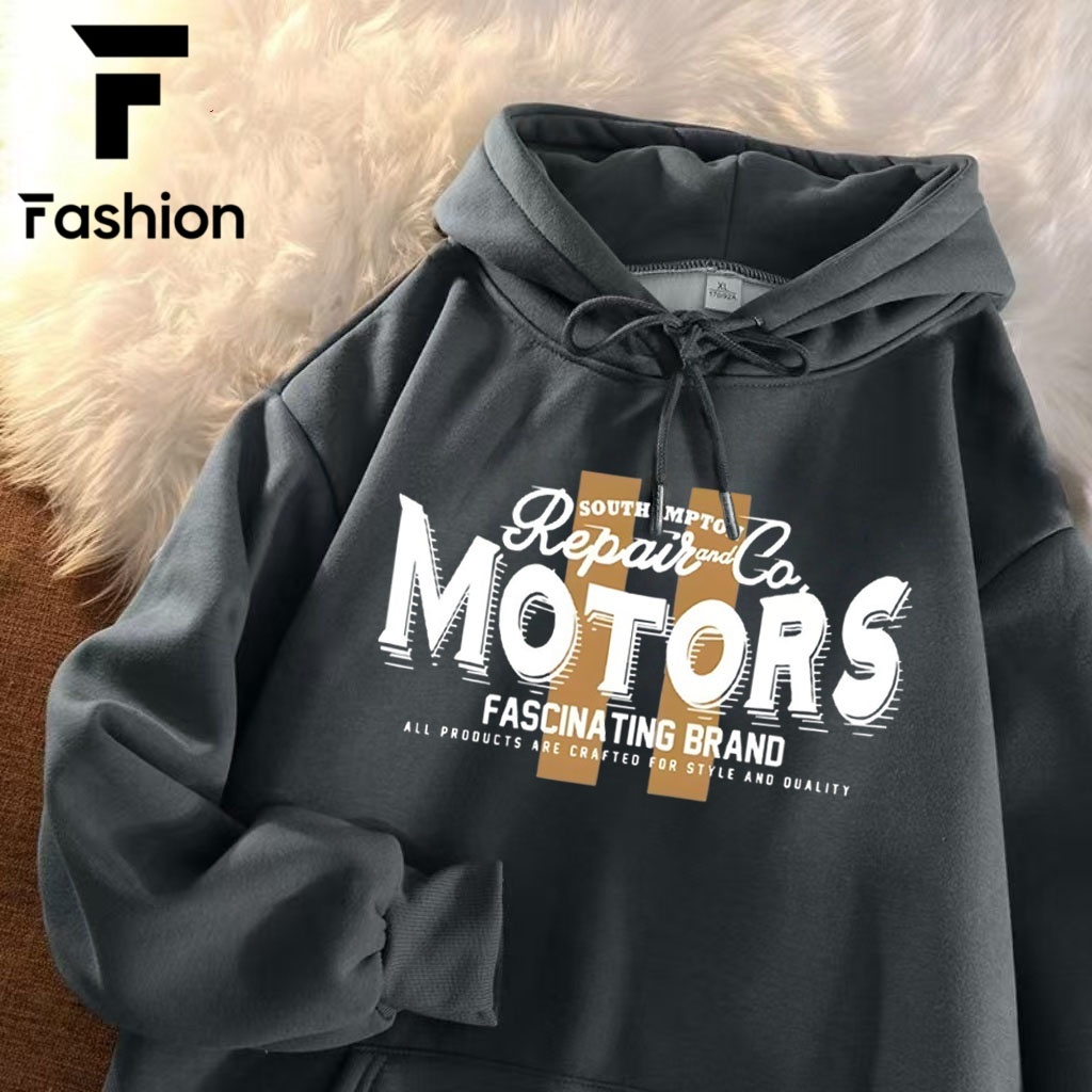 เสื้อเเขนยาวมีฮู้ด เสื้อเเขนยาวทรงหลวม ใส่สบายเเฟชั่น UNISEX - รูปที่ 4