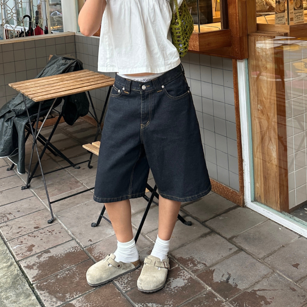 [BLACK LABEL-PAPADON'TCRY] - Jort  Denims กางเกงยีนส์ข้าสั้นทรง Jort ผ้ายีนส์พรีเมี่ยม