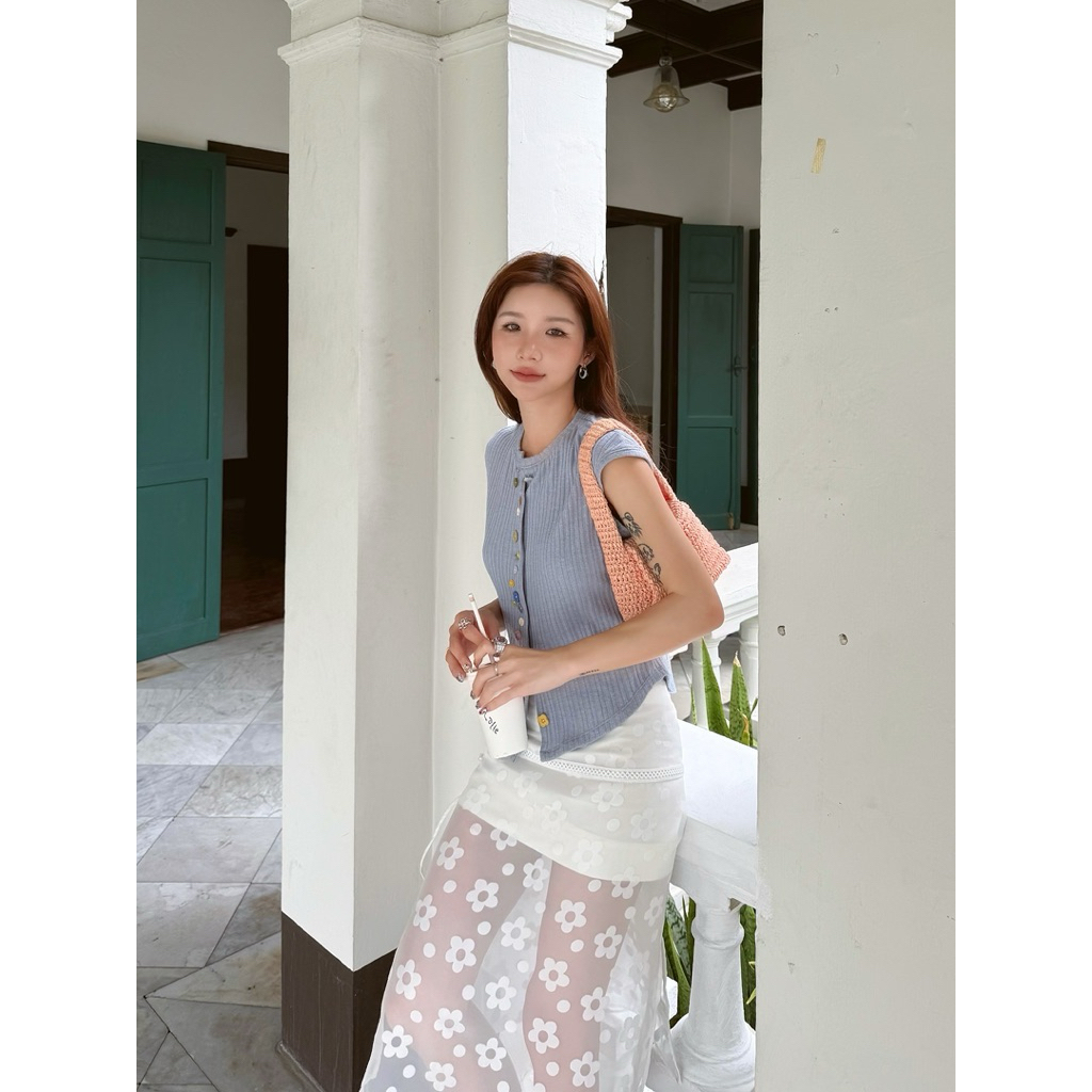 MIKA CHIFFON SKIRT กระโปรงซีทรูลายดอกไม้ - รูปที่ 7