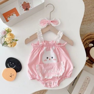 PN บอดี้สูทเด็ก สายเดี่ยวแต่งระบายน่ารัก ชมพูหวาน ลายกระต่าย…