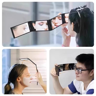 กระจก 4 ทิศทาง กระจกทำผม 360 องศา กระจกแต่งหน้าพับได้ ตัดผม ถักผม ตัดผม ทำสี จัดแต่งทรงผม อเนกประสงค์ พกพาสะดวก