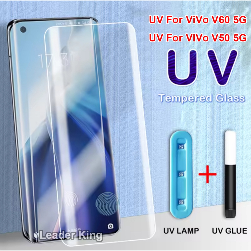ฟิล์มกระจกกาว UV สำหรับ VIVO V60 X100Pro X200Pro X200 V50 V40 V40Pro V30 V30E V27Pro รุ่นใหม่ล่าสุด แบบจอโค้ง