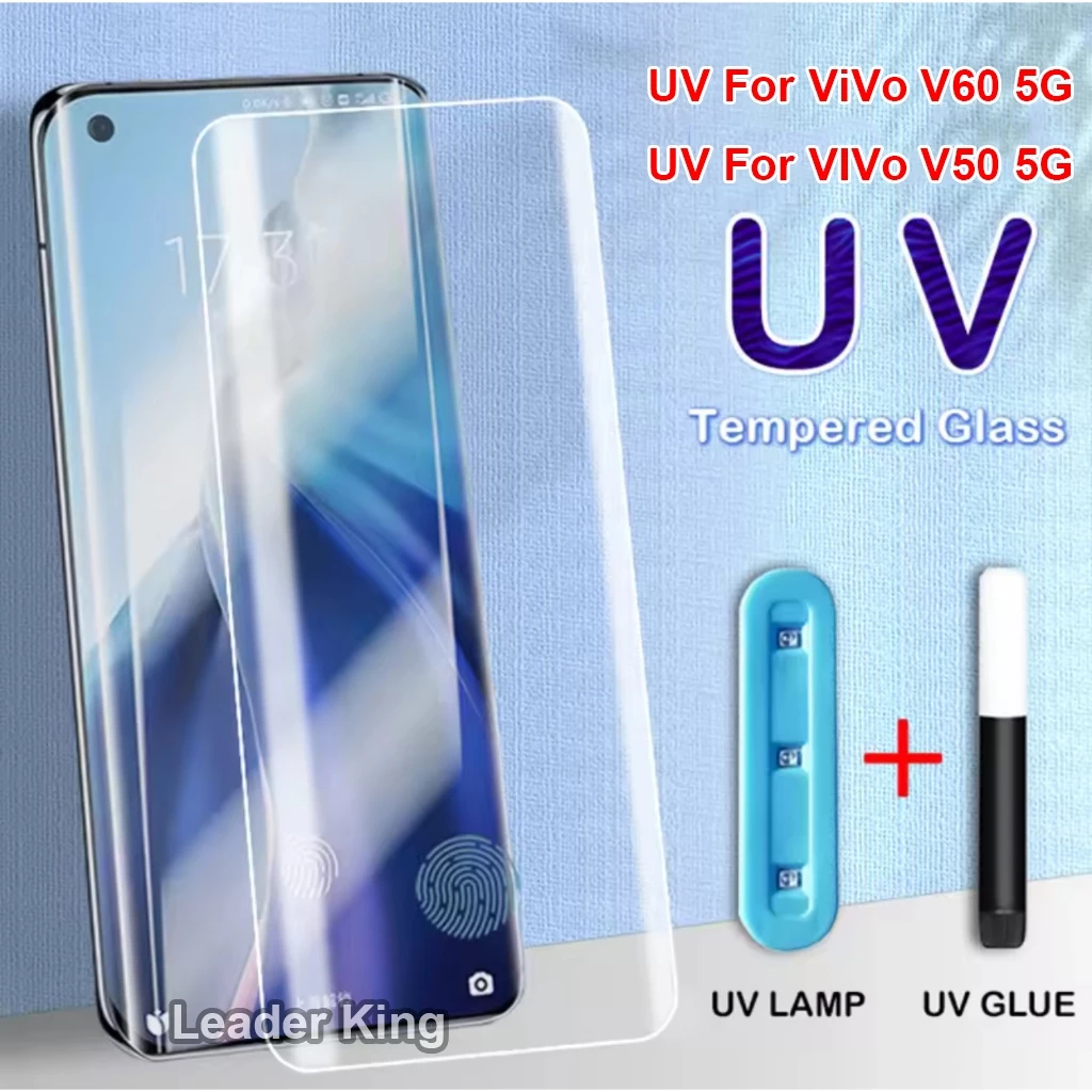 ฟิล์มกระจกกาว UV สำหรับ VIVO V60 X100Pro X200Pro X200 V50 V40 V40Pro V30 V30E V27Pro รุ่นใหม่ล่าสุด แบบจอโค้ง