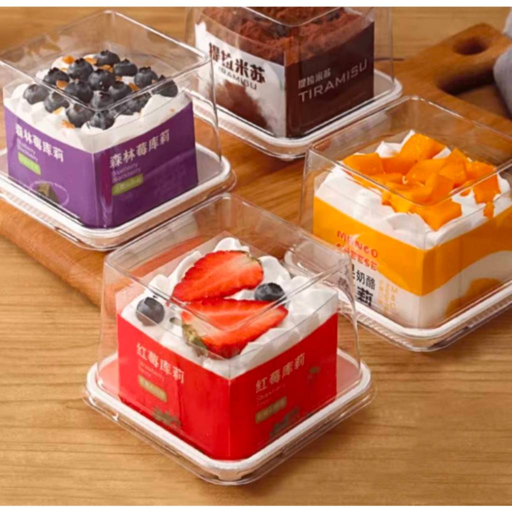 กล่องเค้กทิรามิสุ ฝาใส ทรงสูง, กล่องมินิเค้ก มูสเค้ก, ฐานขาว ฝาทรงสูง!!  (แพค 25/ 50 ใบ) - รูปที่ 3