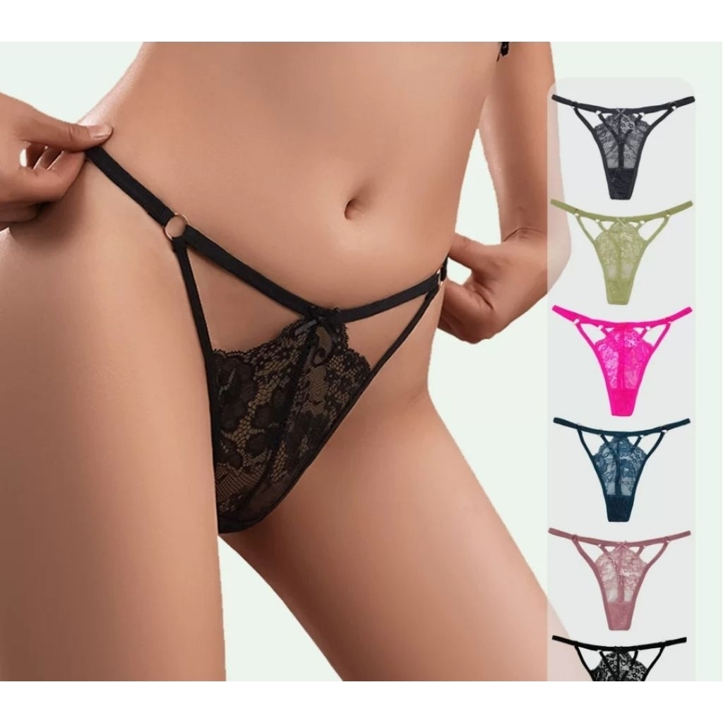 🔆พร้อมส่งในไทย👙 กางเกงในลายลูกไม้🌸เว้ามุม🔆จีสตริง(G-string) uwE