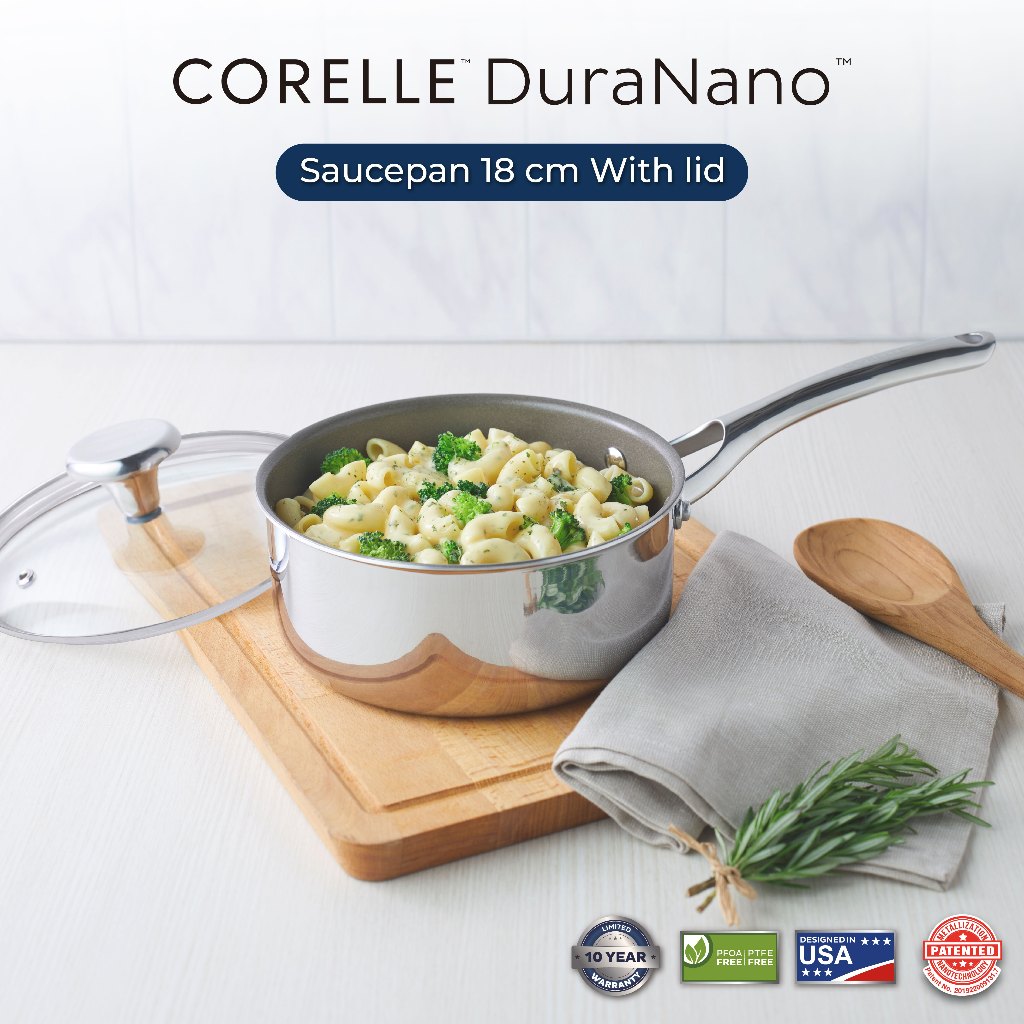 Corelle DuraNano หม้อด้าม+ฝา 18 cm. Saucepan CBD202