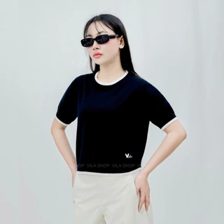 VILA | Marshmallow VL112 แขนสั้นทูโทน
