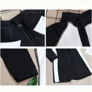 ❤ฟรีค่าจัดส่งทั่วประเทศ พร้อมส่งจากไทย❤ ชุดว่ายน้ำผู้หญิง วันพีซแขนยาว กันUV กันแดด ดำน้ำได้ ผ้าเนื้อดี แห้งเร็ว มีฟองน้