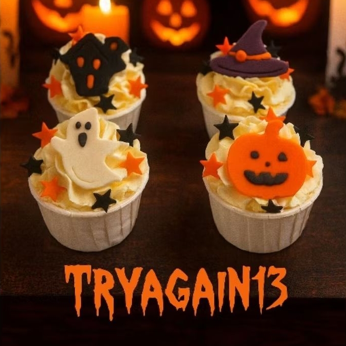 🎃 HALLOWEEN 🎃 ป้ายน้ำตาลตกแต่งเค้ก  ธีมผีน่ารักมาก แพค 4 ชิ้น น้ำตาลกัมเพส