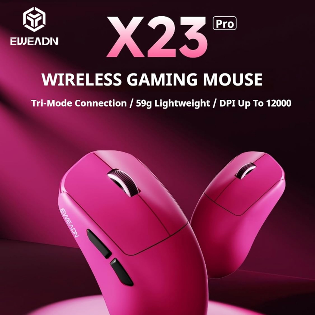 EWEADN X23Pro น้ำหนักเบา 49g เซ็นเซอร์ PAW3311 DPI 12000 2.4G/BT5.0/USB-C ชาร์จใหม่ได้ เหมาะสำหรับแล