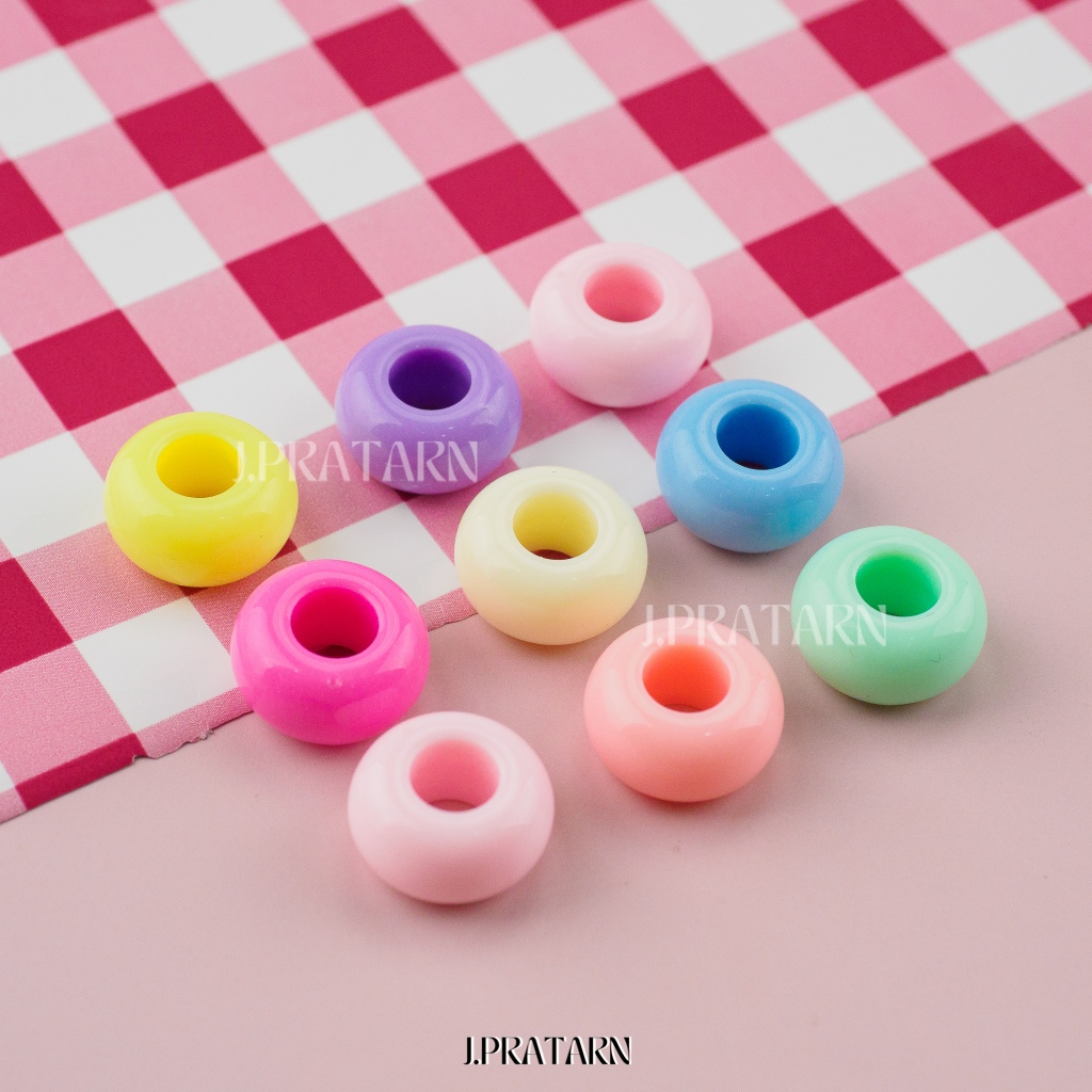 ส่งด่วน ส่งไว ลูกปัดกลมแบน รู 5.5มิล สีพลาสเทล รูใหญ่ ร้อยเชือก พวงกุญแจ งานประดิษฐ์ D.I.Y ของเล่น - รูปที่ 3