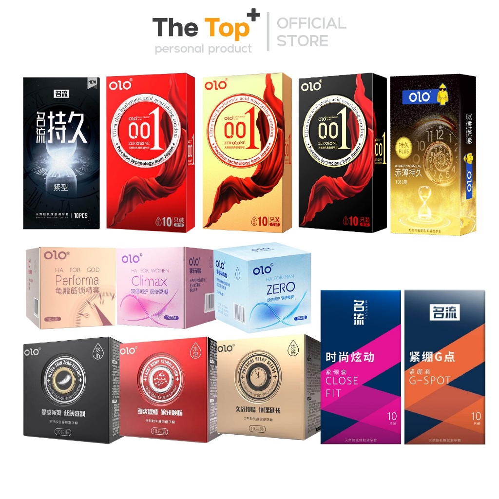 OLO รวมถุงยางอนามัย รุ่น Performa ชนิดเรียบ บาง ปุ่ม ไซส์ 49–52 มม. (ร้าน The Top)