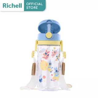 Richell (ริเชล) AXSTARS แก้วหลอดดูดกันสำลัก คว่ำไม่หก 450 มล. พร้อมสายคล้องคอ