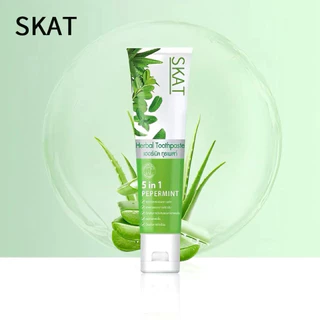 【ซื้อ 5 แถม 2】 SKAT ยาสีฟันว่านหางจระเข้ 5-in-1 ยาสีฟันสมุนไพร 100g สมุนไพรว่านหางจระเข้มิ้นต์จากธรรมชาติทำให้จิตใจสงบ