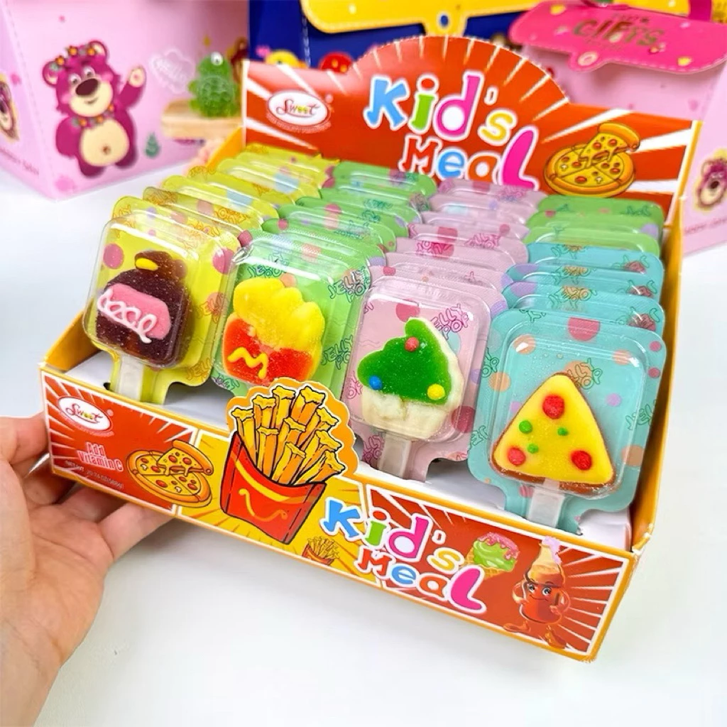 Pipp fastfood gummy เยลลี่เสียบไม้ ฟาสต์ฟู้ด((กล่อง12ชิ้น))