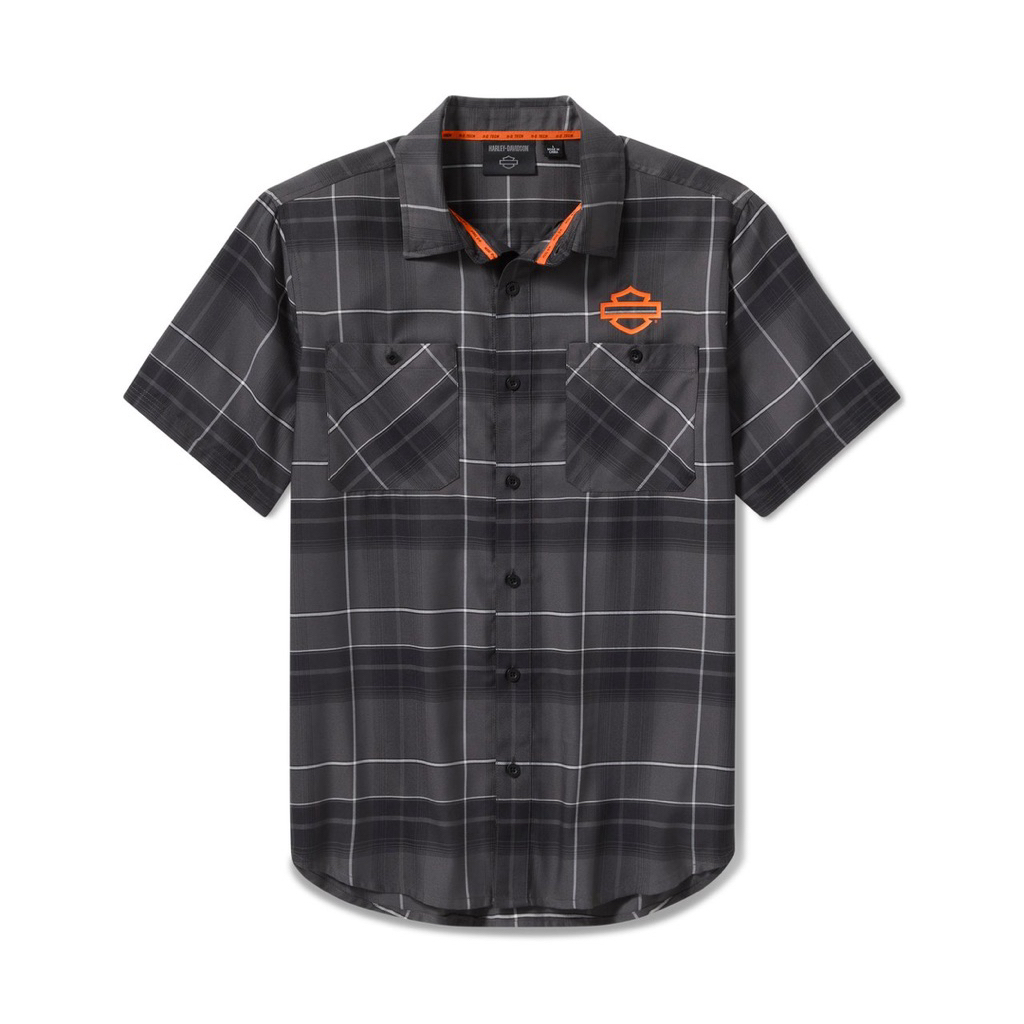 New เสื้อเชิ้ต MEN'S H-D® TECH COOLMAX  PLAID SHIRT - PLAID - ASPHALT & HARLEY BLACK 96735-25VM