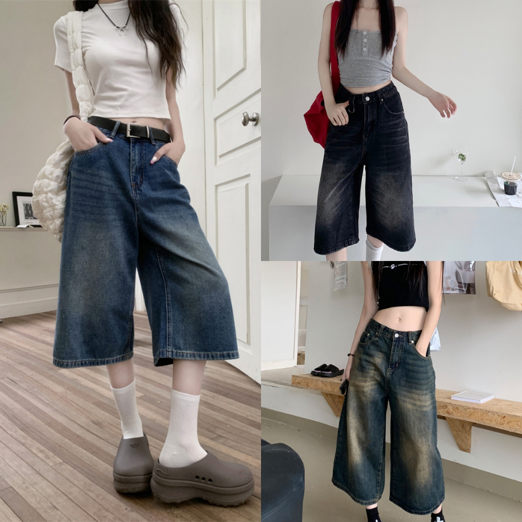 กางเกงยีนส์ขากว้าง กางเกงขาตรง กางเกงขาสั้น 7/8 สีสวยมาก จัดส่งจากกรุงเทพฯ