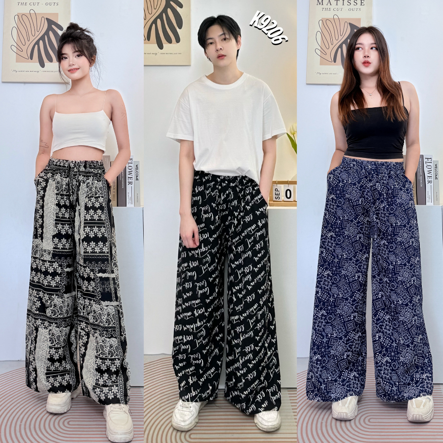 (ส่งจากไทย) กางเกงแฟชั่น ขายาวใส่ได้ทั้ง ชาย และ หญิง ใส่สบาย ไม่ร้อน  ระบายอากาศได้ดี K9206