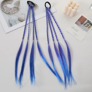 ยางรัดผมไฮไลท์ ผมเปียสี น่ารัก แบบยางรัด ติดง่าย ผมเปียปลอมสี หางม้า วิกผมหางม้าเด็ก เล็กโต ยางเปียไฮไลท์ ผมเปียปลอม