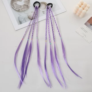 ยางรัดผมไฮไลท์ ผมเปียสี น่ารัก แบบยางรัด ติดง่าย ผมเปียปลอมสี หางม้า วิกผมหางม้าเด็ก เล็กโต ยางเปียไฮไลท์ ผมเปียปลอม