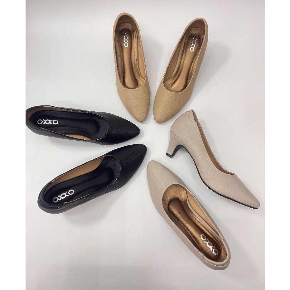 (No.3327) รองเท้าคัทชูแฟชั่น หัวแหลม หนังลิ้นจี่ สูง 2 นิ้ว เบอร์ 35-40