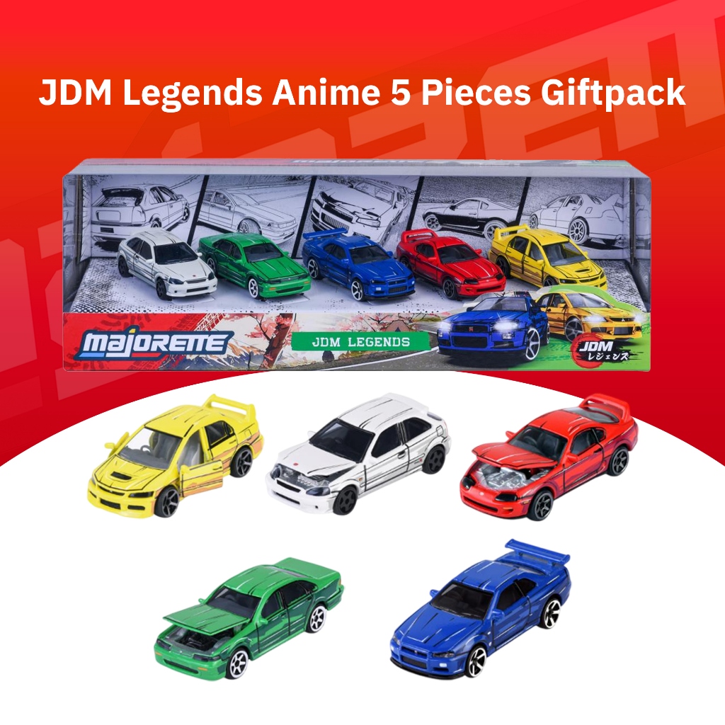 Majorette JDM Legends Anime 5 Pieces Giftpack มาจอเร็ตต์ รถซีรีส์ญี่ปุ่นกิ๊ฟแพ็ค ลายเส้นอนิเมะ EK9 A