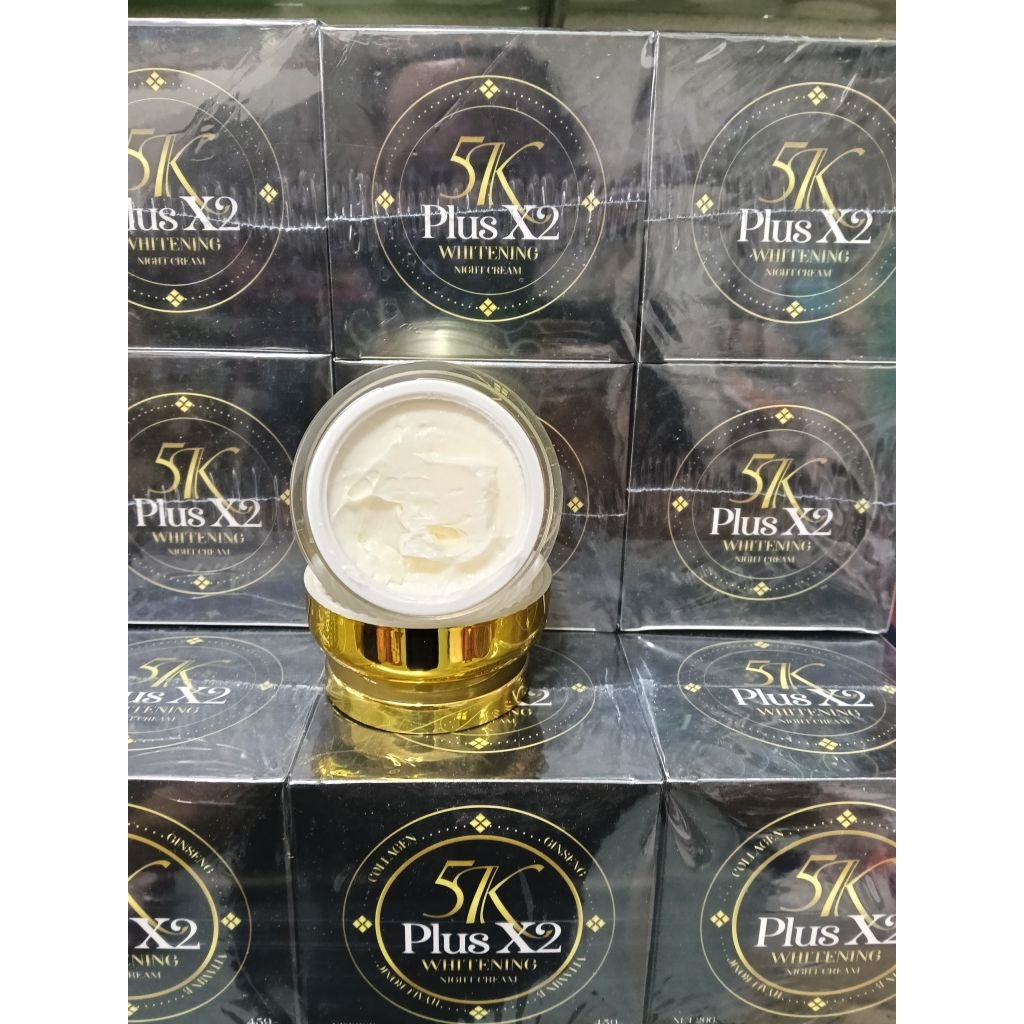 ครีม5KPLUS×2WHITENINGNIGHTCREAMกล่องดำกระปุกสีทองปริมาณสุทธิ 20 ml