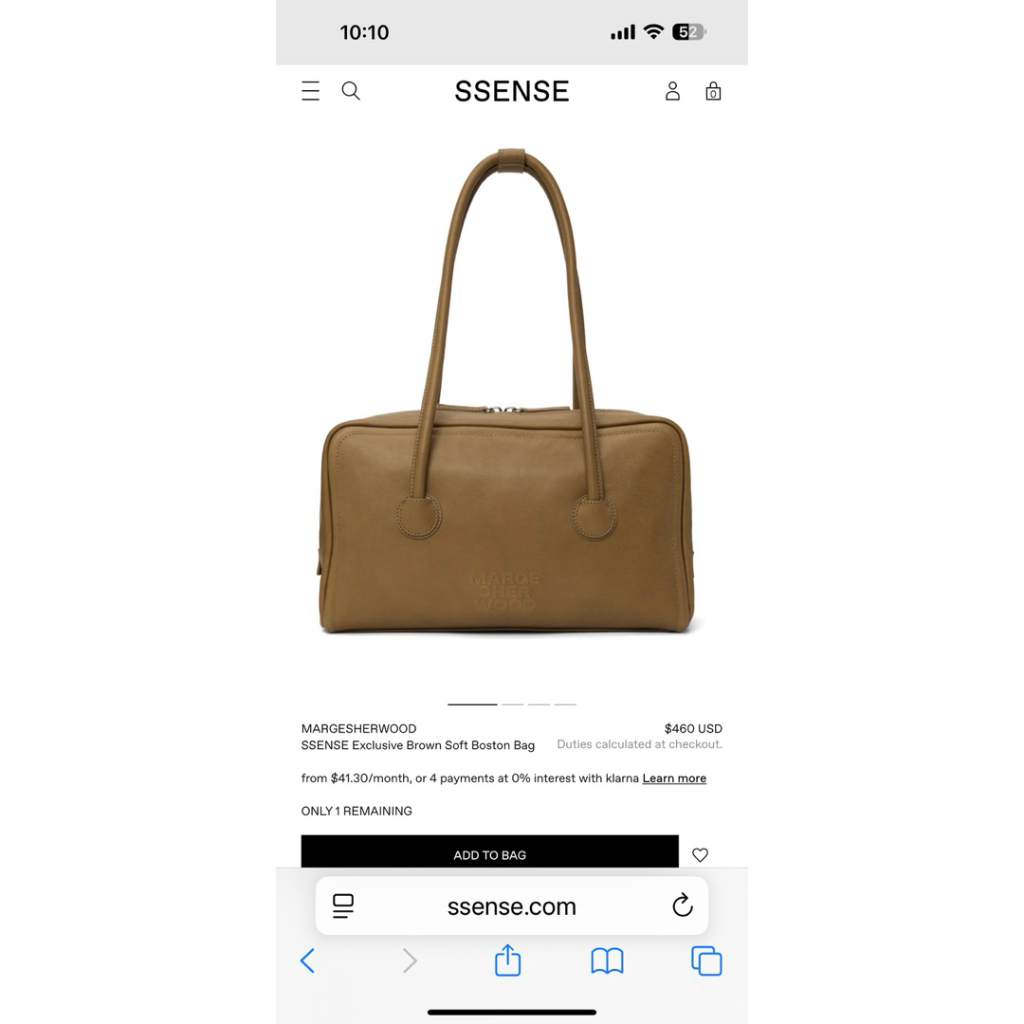 marge sherwood soft boston bag Ssense exclusive color
