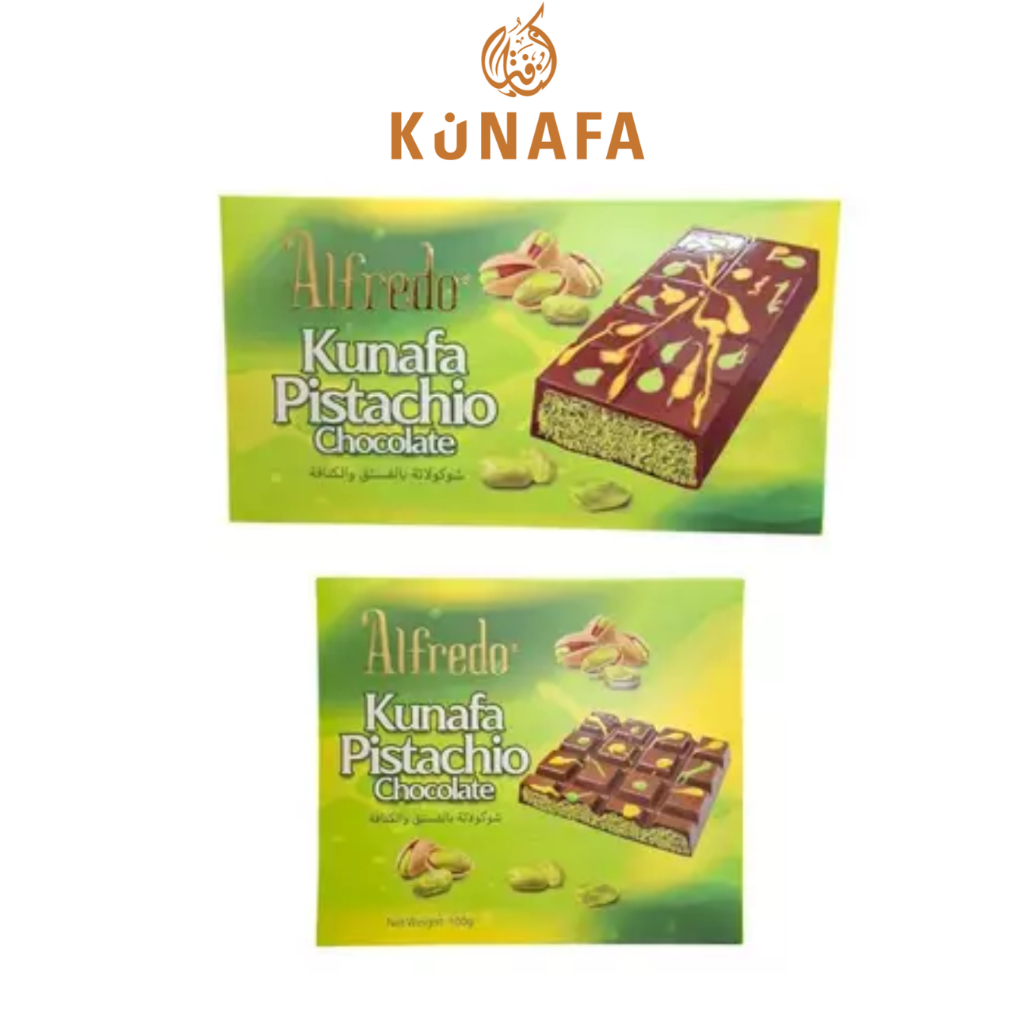 Alfredo Chocolate Kunafa Pistachio  ช็อกโกแลตดูไบ มี 2 ขนาด มีฮาลาล สินค้าจากมาเลเซีย