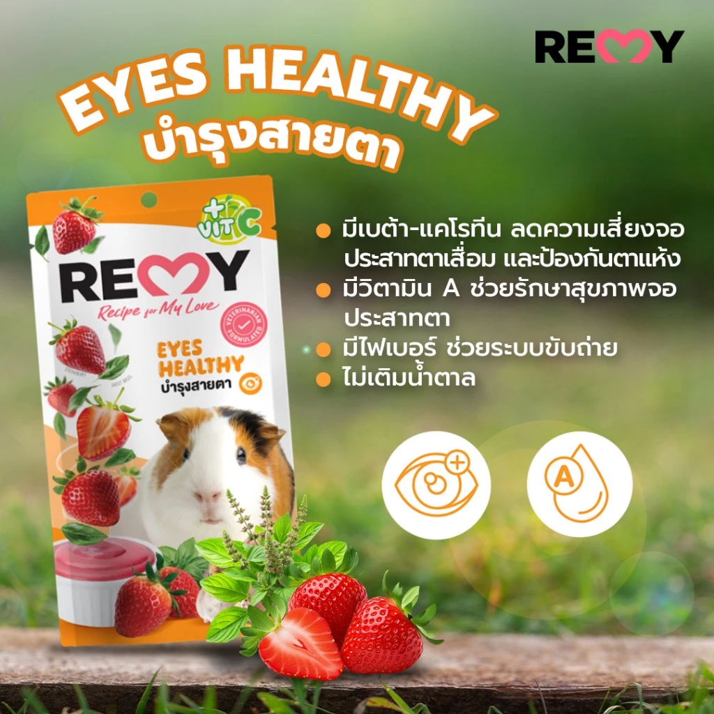 [2 ซอง] ขนมสำหรับสัตว์ฟันแทะสตรอเบอร์รี่ ผสมโหระพาอบแห้ง และวิตามินซี  บำรุงบำรุงสายตา x1 ถุง (3ชิ้น) thumbnail 3