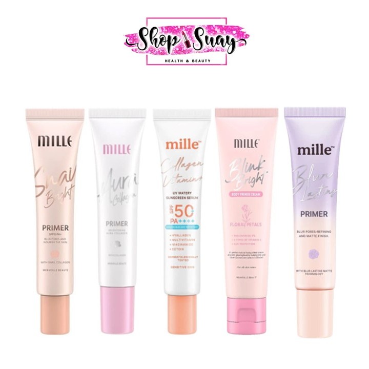 ( หลอดเล็ก ) Primer Mille ไพรเมอร์ มิลเล่ Sunscreen Primer กันแดด ไพรเมอร์ โลชั่น ทาผิว ขนาด 8g / 10ml. /30g.
