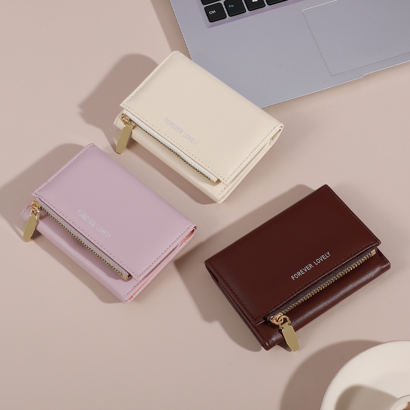 B-2447🔥กระเป๋าสตางค์ใบสั้น สีสดใส พกพาสะดวก ขนาดเล็กแบบพกพา พร้อมช่องใส่บัตร แฟชั่นมาใหม่ 7สี
