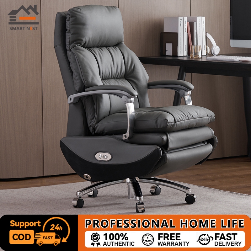 เก้าอี้สำนักงานไฟฟ้า เก้าอี้สำนักงานเก้าอี้ผู้บริหารเบาะนั่งสามารถปรับเอนได้เบาะหนังเก้าอี้คอมพิวเตอร์นั่งสบายระ