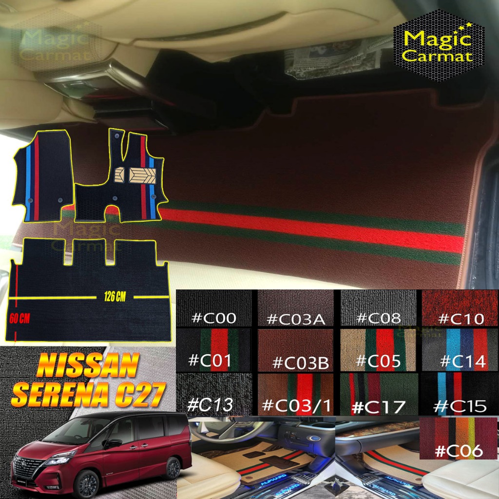 Nissan Serena C27 2025-รุ่นปัจจุบัน แผ่นปิดราง ออฟชั่นเสริม พรมรถยนต์ 6D 7D Serena C27 Magic Carmat