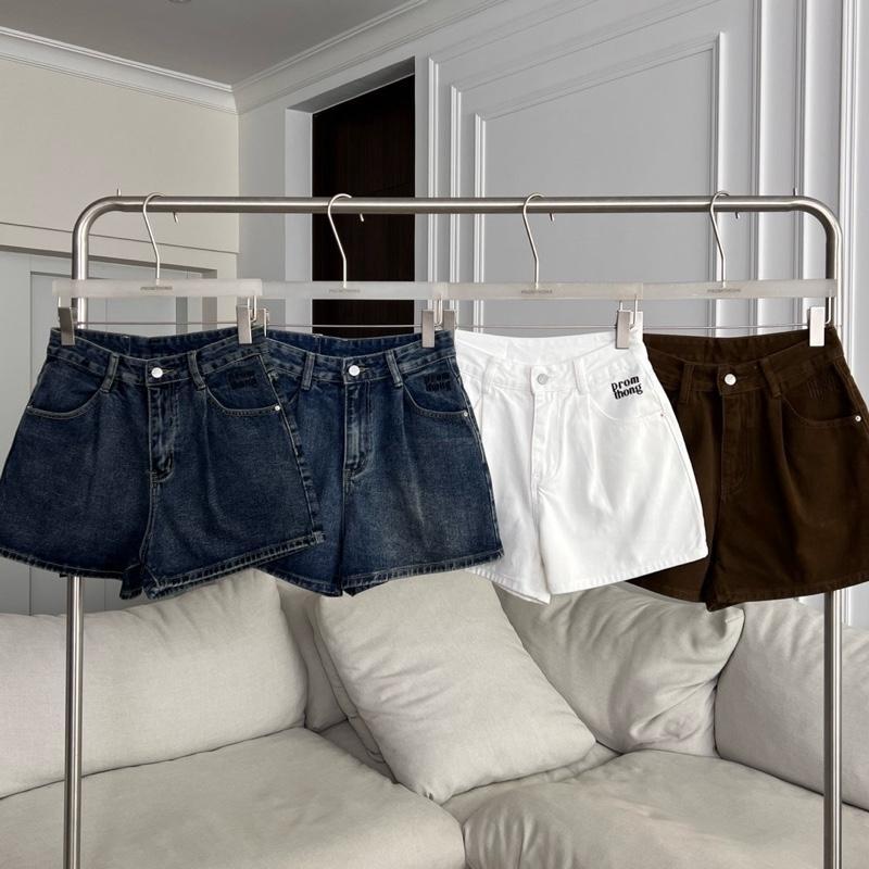 PTJ30286 กางเกงยีนส์ขาสั้นปักPROMTHONG